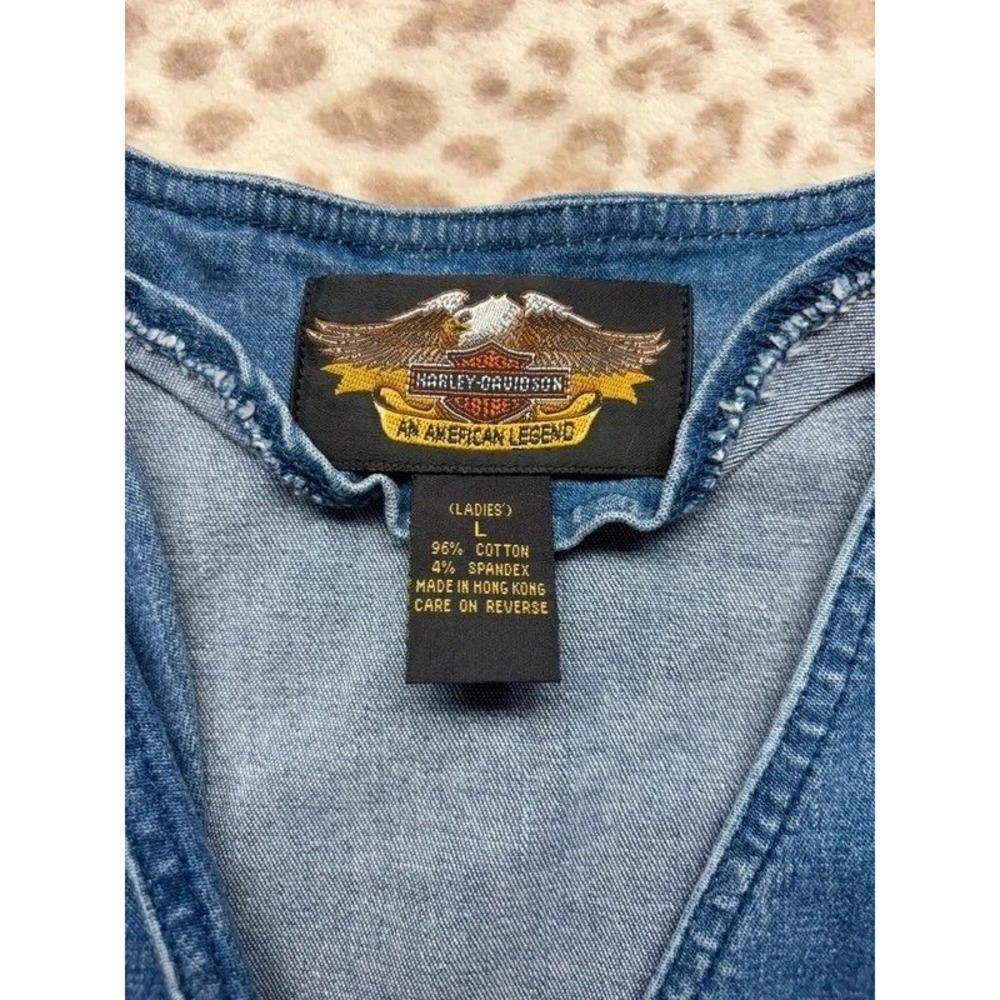 Vintage Harley-Davidson Women's Denim Vest – Size Large - Picture 3 of 8